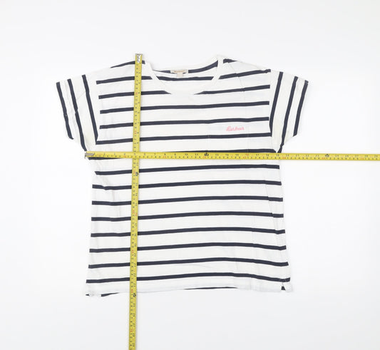 Barbour Women’s White Navy Striped Cotton T-Shirt Size 12