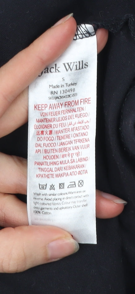 Jack Wills Womens Black Ringer T-Shirt Size S Cotton Casual