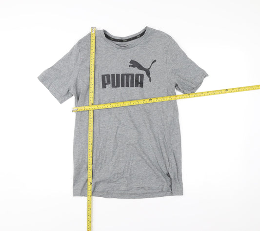 Puma Men's Grey Small Crew Neck Short Sleeve Sports Logo T-Shirt