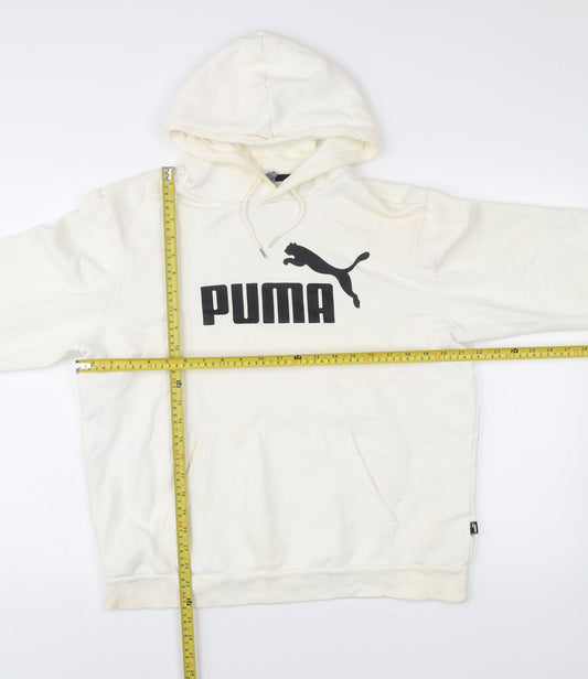 Puma Men's White Pullover Hoodie L Logo Graphic Sportswear