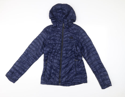 The North Face Womens Blue Medium Quilted Hooded Puffer Jacket