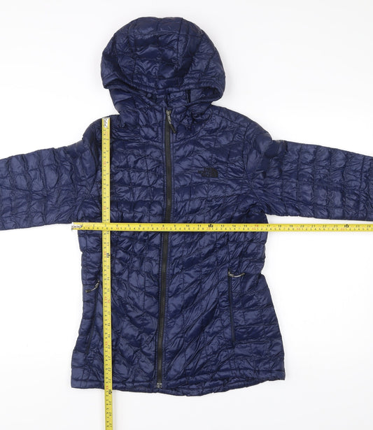 The North Face Womens Blue Medium Quilted Hooded Puffer Jacket