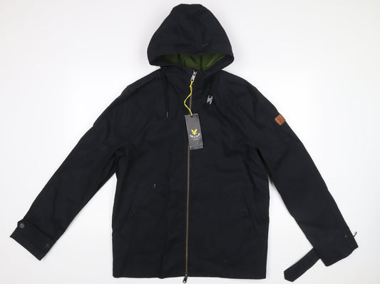 Lyle & Scott Men's Black Cotton Hooded Jacket Size M Casual Zip Coat