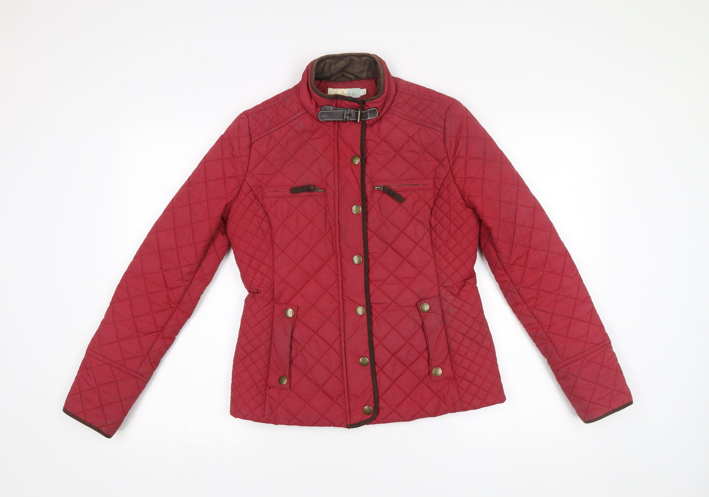 Boden Womens Red Quilted Mid-Length Jacket Size 8 Polyester Casual
