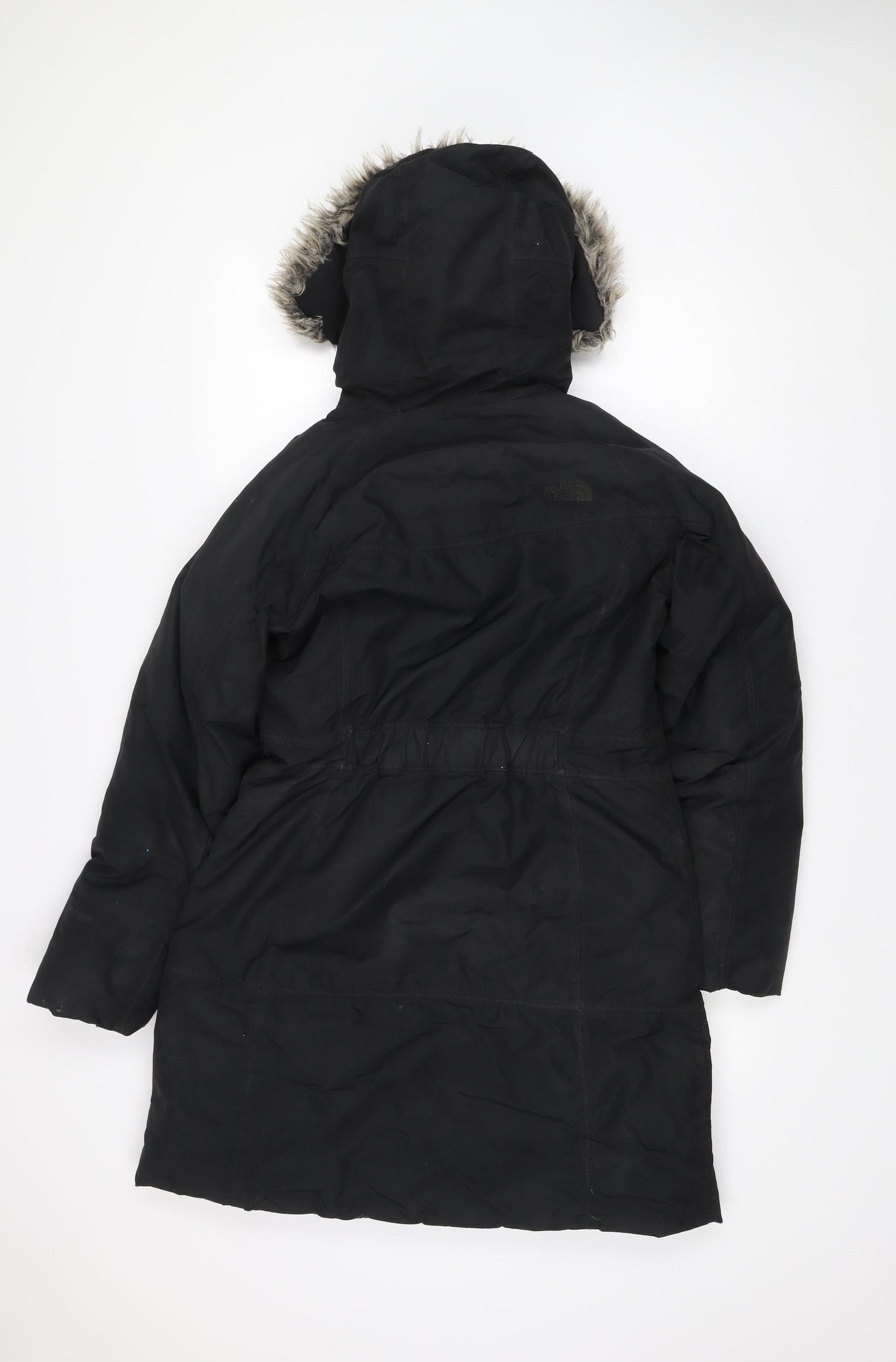 The North Face Womens Black Parka Coat S Hooded Faux Fur Trim Winter