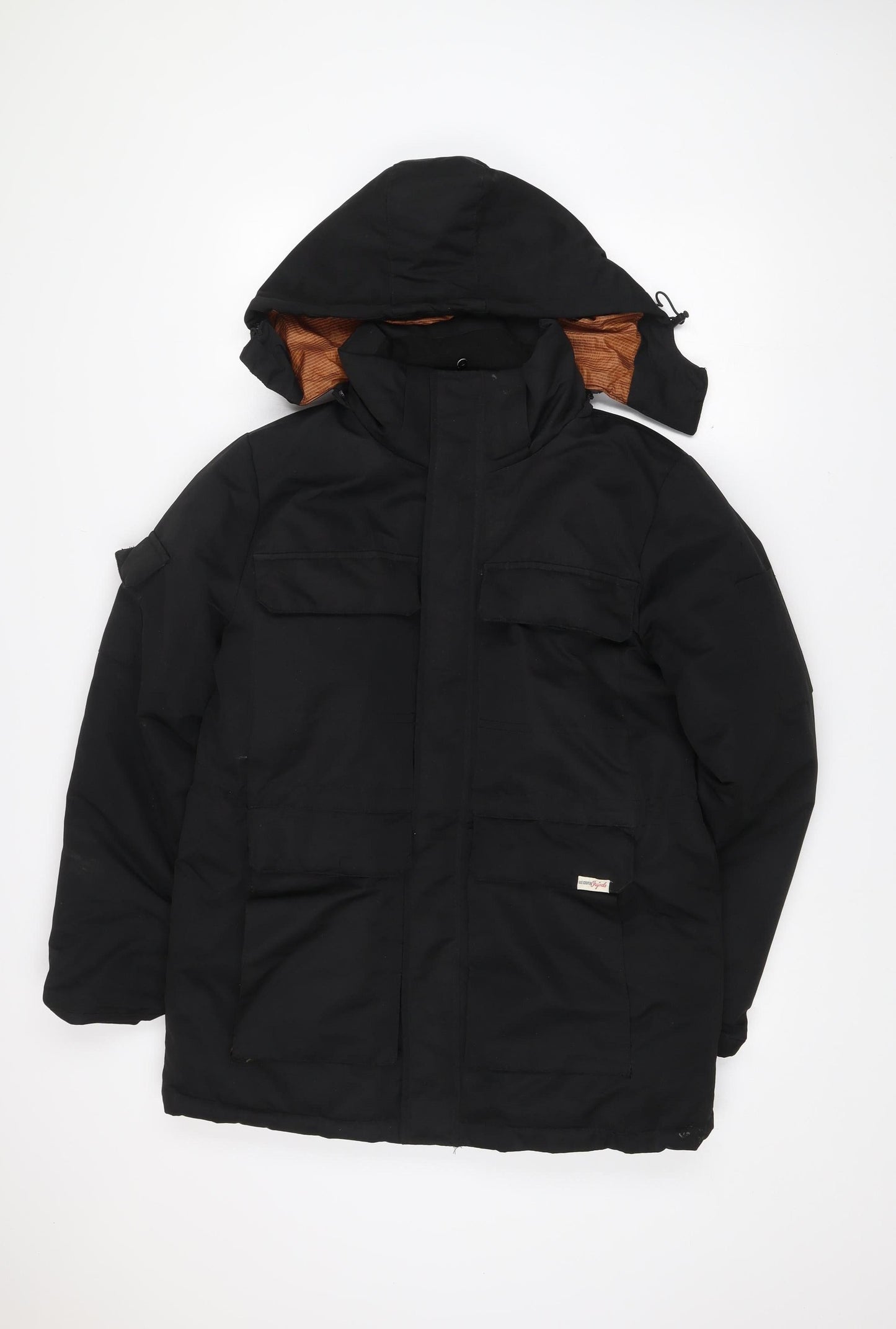 Lee Cooper Mens Black Polyester Hooded Parka Jacket Size M