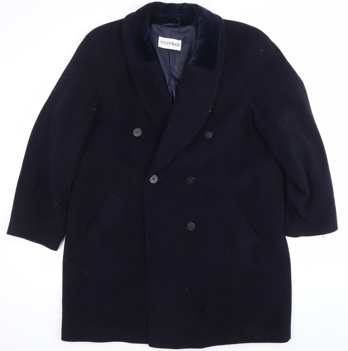 Windsmoor Womens Blue Wool Blend Overcoat Size 16 Long Sleeve