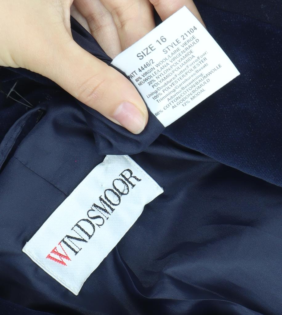 Windsmoor Womens Blue Wool Blend Overcoat Size 16 Long Sleeve