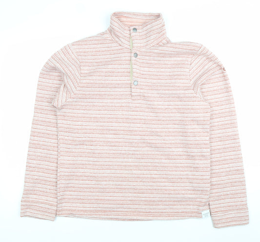 Craghoppers Mens Pink Striped Henley Sweatshirt M High Neck Outdoor