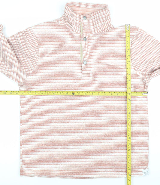 Craghoppers Mens Pink Striped Henley Sweatshirt M High Neck Outdoor