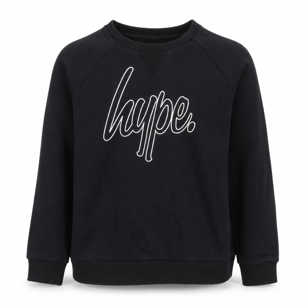 Hype Boys Black Sweatshirt 13 Years Crew Neck Pullover Logo Jumper