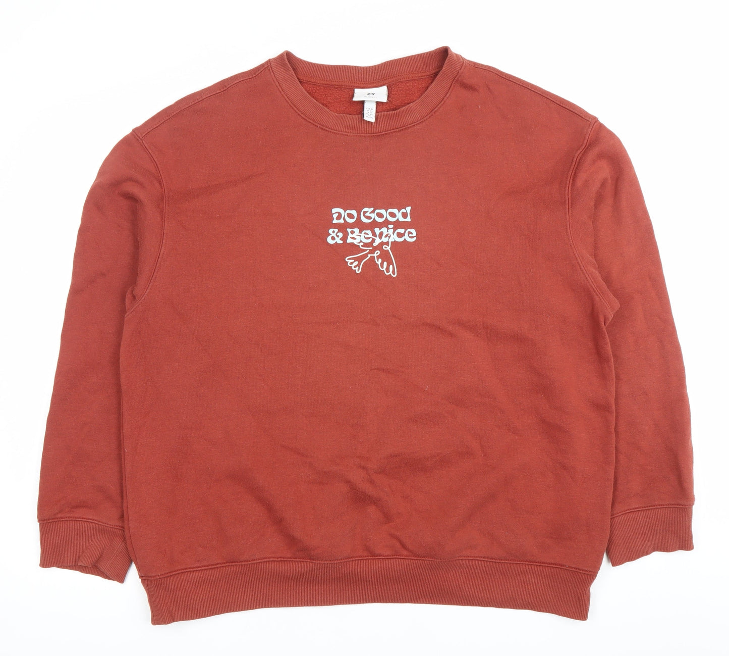 H&M Women XL Brown Graphic Pullover Sweatshirt Relaxed Fit