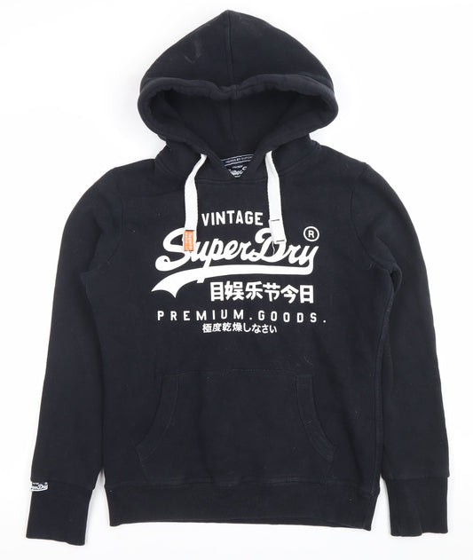 Superdry Men’s Black Hoodie Pullover Graphic Print M Regular Fit