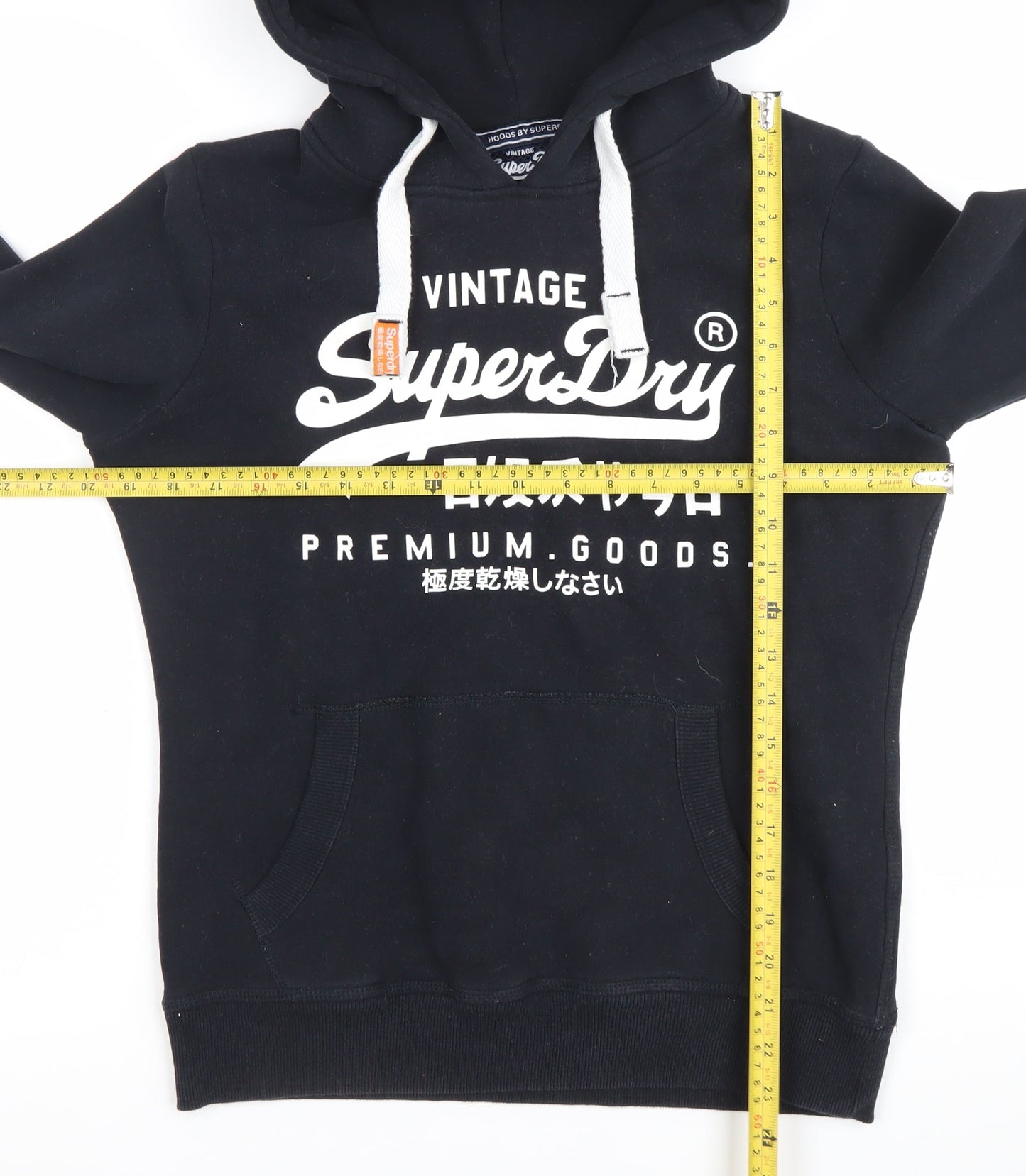 Superdry Men’s Black Hoodie Pullover Graphic Print M Regular Fit