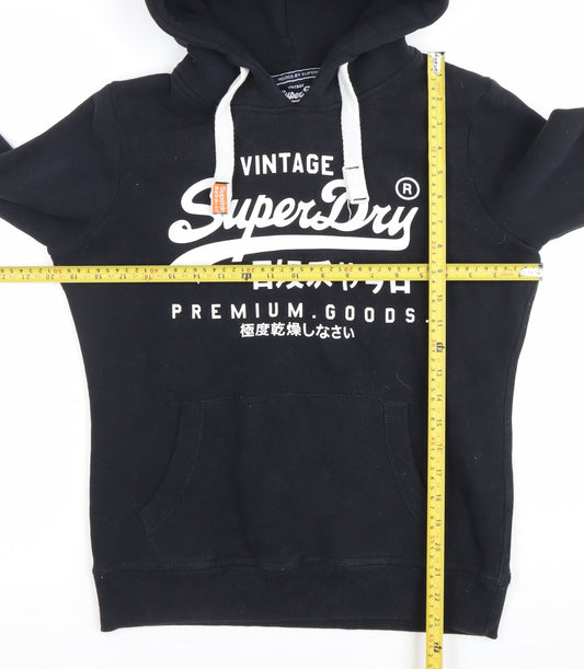 Superdry Men’s Black Hoodie Pullover Graphic Print M Regular Fit