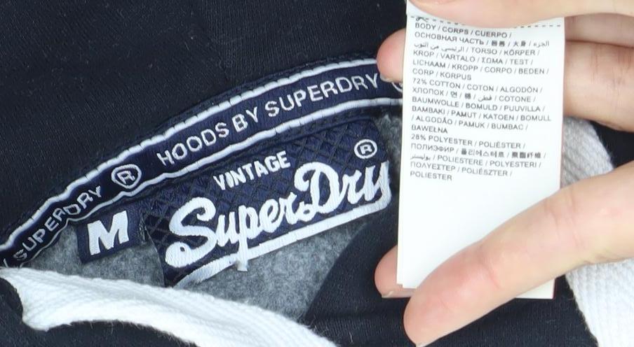 Superdry Men’s Black Hoodie Pullover Graphic Print M Regular Fit