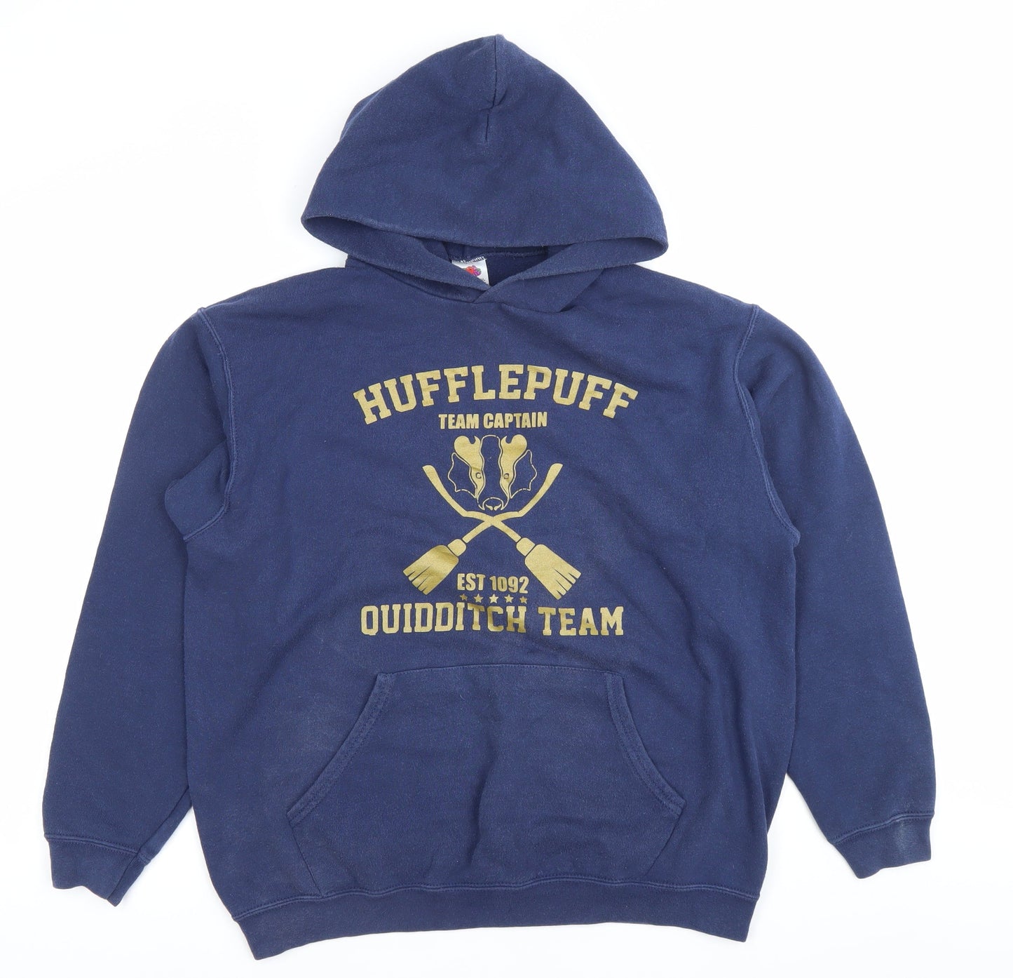 Fruit of the Loom Boys Blue Hufflepuff Hoodie 14-15 Years Pullover Harry Potter