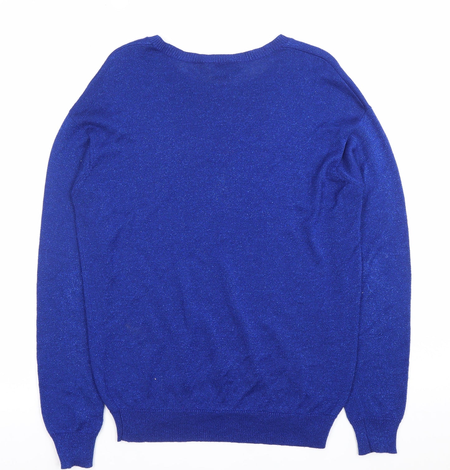 Topshop Women’s Blue Knit Pullover Jumper Size 8 Crew Neck Long Sleeve