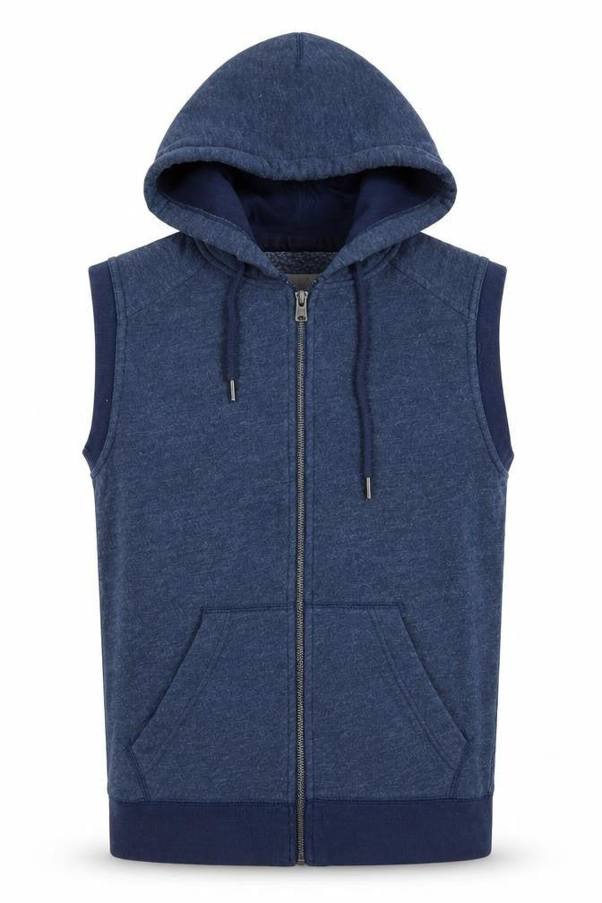 Aéropostale Mens Blue Sleeveless Hoodie Vest XS Full Zip Hooded