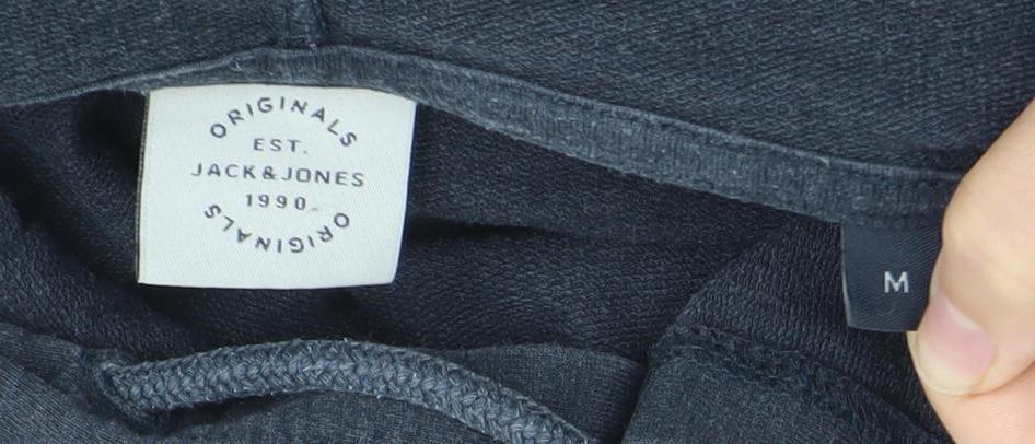 Jack & Jones Men’s Black Pullover Hoodie M Regular Fit Cotton Blend