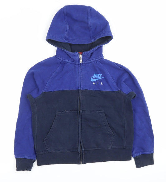 Nike Boys Blue Full Zip Hoodie Sweatshirt 10-12Y Logo Sportswear