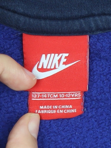 Nike Boys Blue Full Zip Hoodie Sweatshirt 10-12Y Logo Sportswear