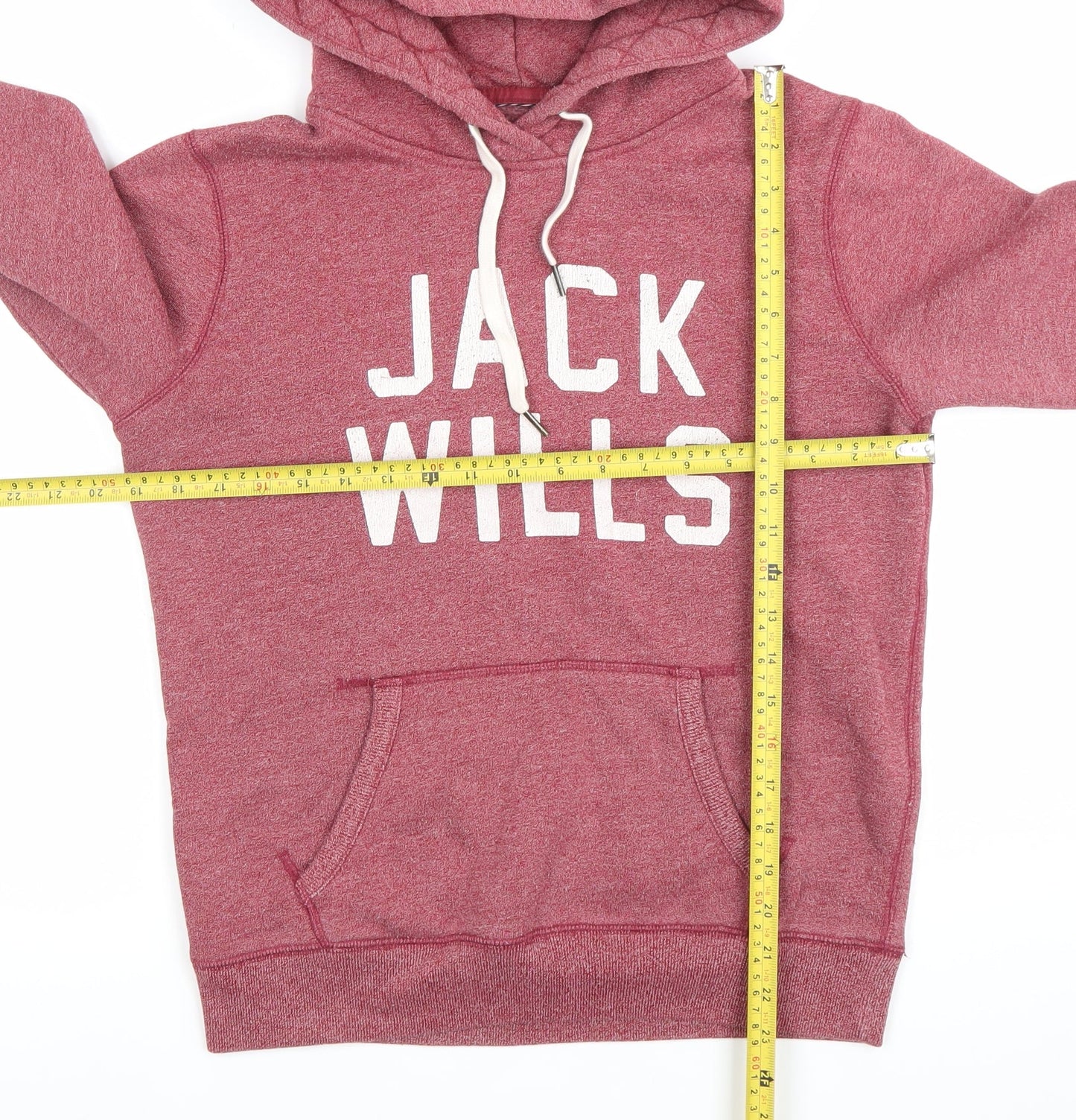Jack Wills Womens Red Hoodie UK12 Pullover Cotton Blend Logo