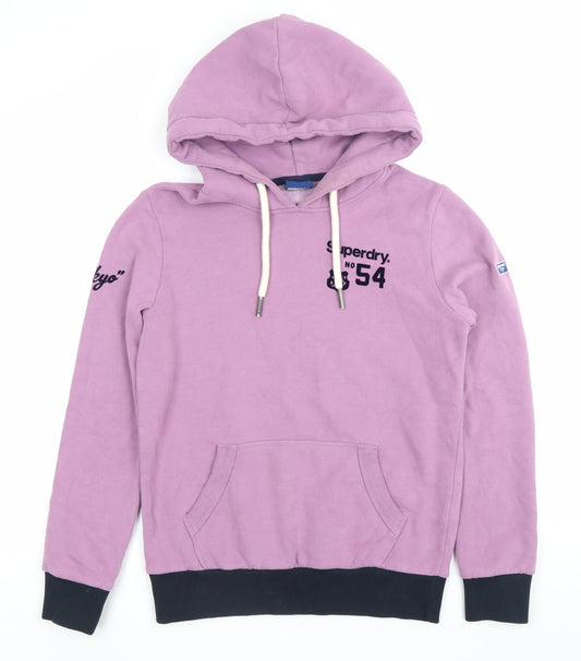 Superdry Women’s Purple Pullover Hoodie Size UK 8 With Logo Details