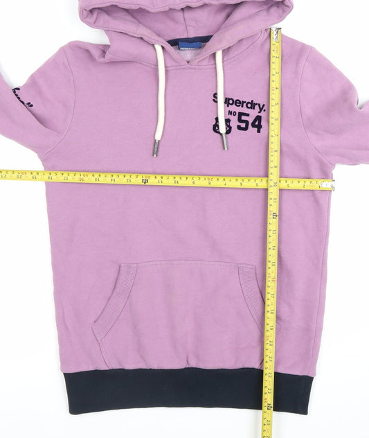 Superdry Women’s Purple Pullover Hoodie Size UK 8 With Logo Details