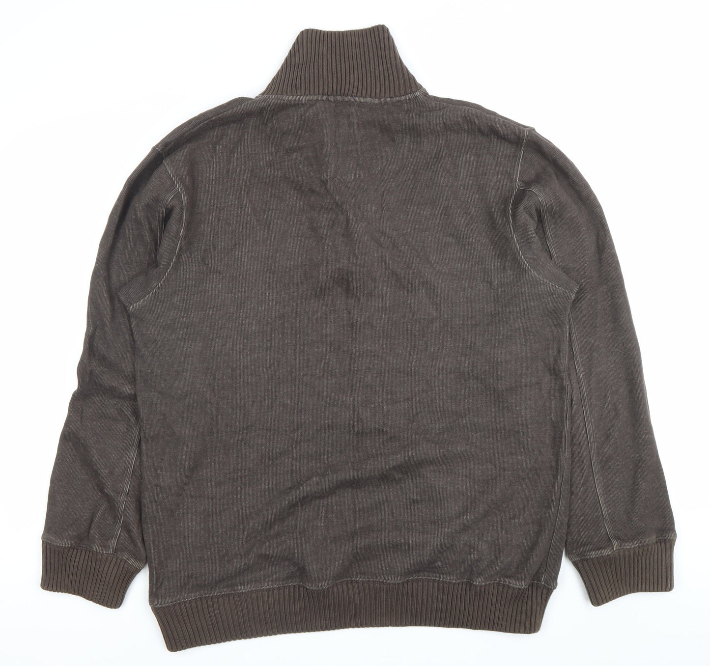 Marks and Spencer Mens Brown Henley Sweatshirt Medium Cotton