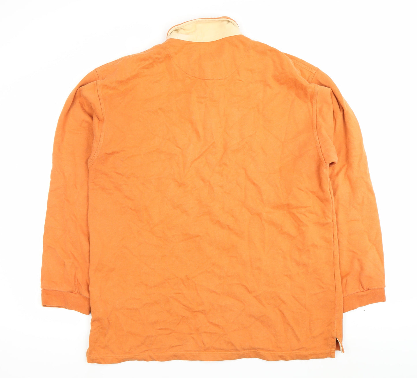 Fat Face Men’s Orange Cotton Collared Henley Sweatshirt Size L