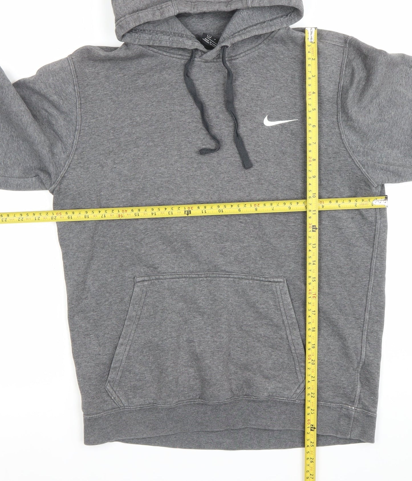 Nike Men’s Grey Small Pullover Hoodie Sweatshirt with Logo