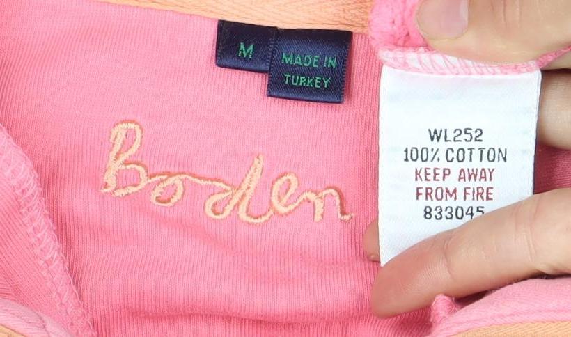 Boden Womens Pink Pullover Sweatshirt M 1/4 Zip Long Sleeve Cotton