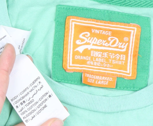 Superdry Men’s Green Large Crew Neck Cotton Short Sleeve T-Shirt