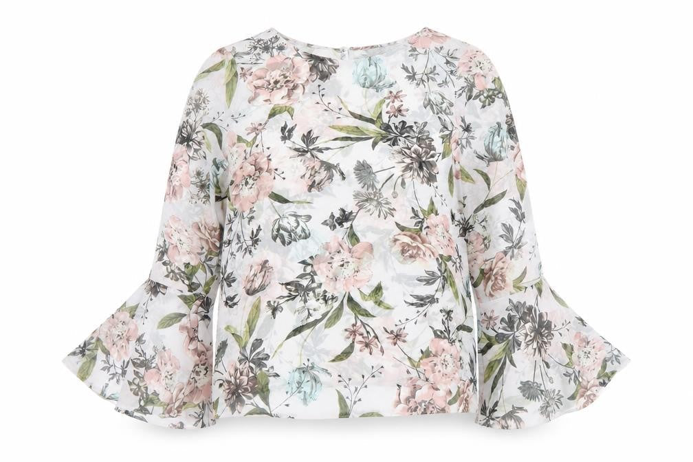New Look Womens Multicoloured Floral Blouse Size 10 Bell Sleeve
