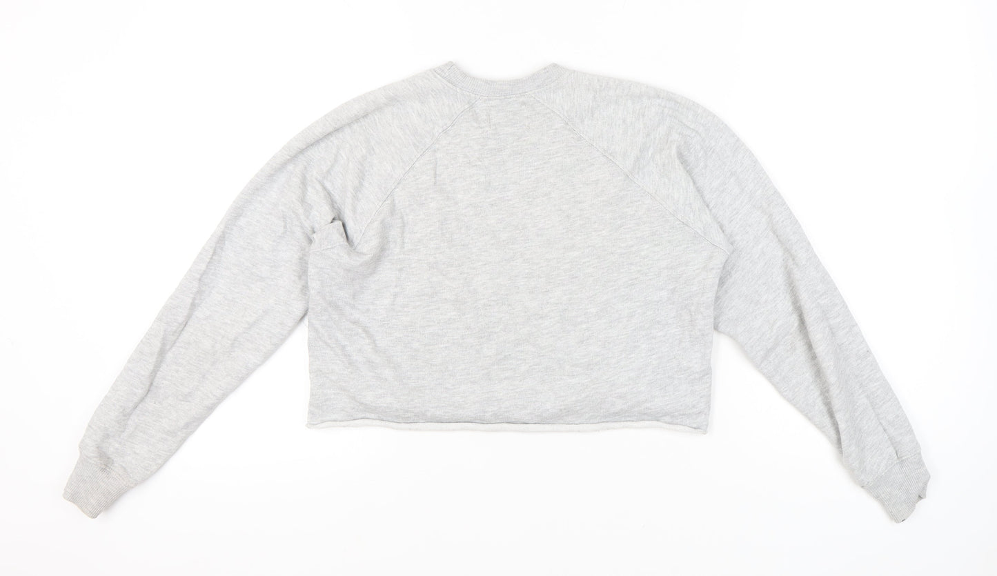 Pull&Bear Womens Grey XS Graphic Print Sweatshirt Crew Neck Long Sleeve