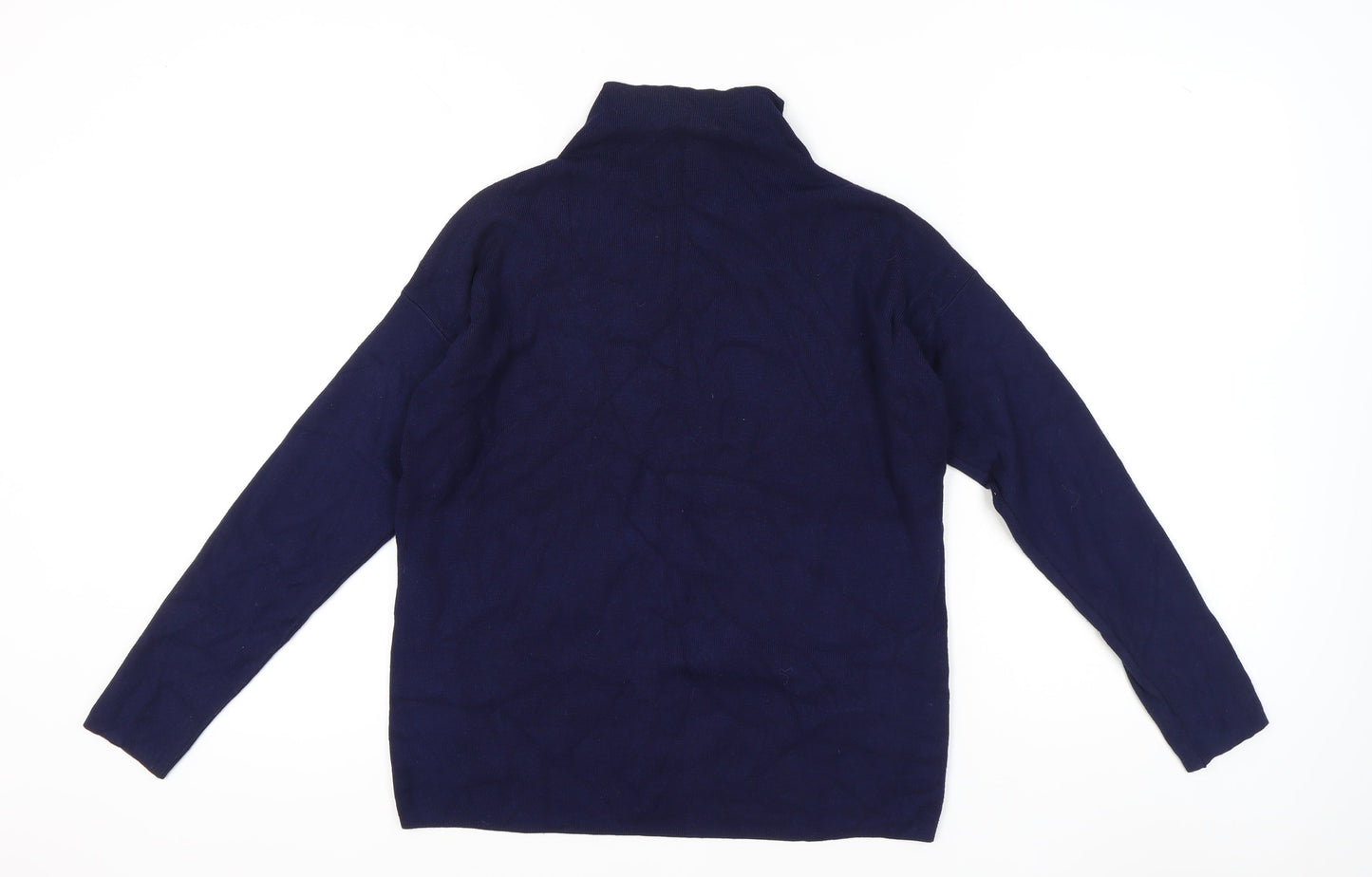New Look Womens Blue Mock Neck Pullover Jumper Size S Long Sleeve