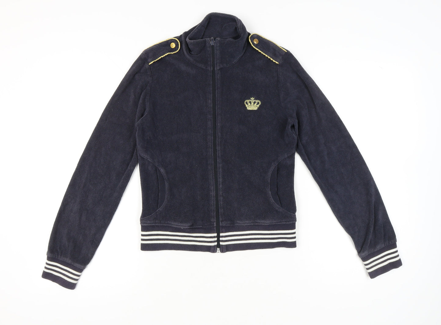 Adidas Women’s Navy Full Zip Sweatshirt Size 10 Cotton Blend Crown Logo
