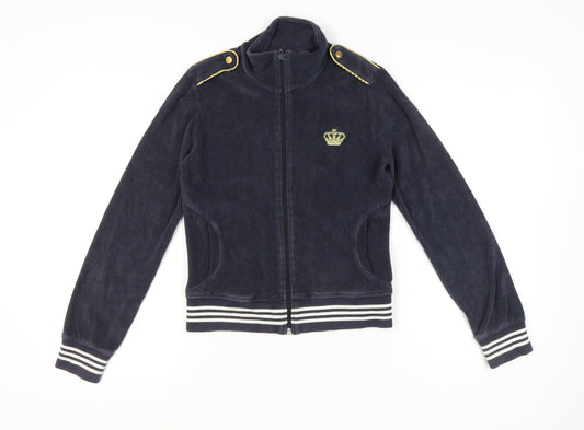 Adidas Women’s Navy Full Zip Sweatshirt Size 10 Cotton Blend Crown Logo