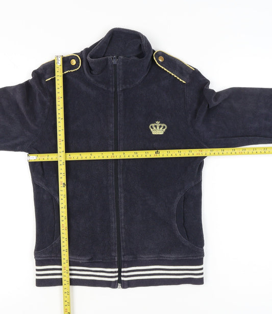 Adidas Women’s Navy Full Zip Sweatshirt Size 10 Cotton Blend Crown Logo