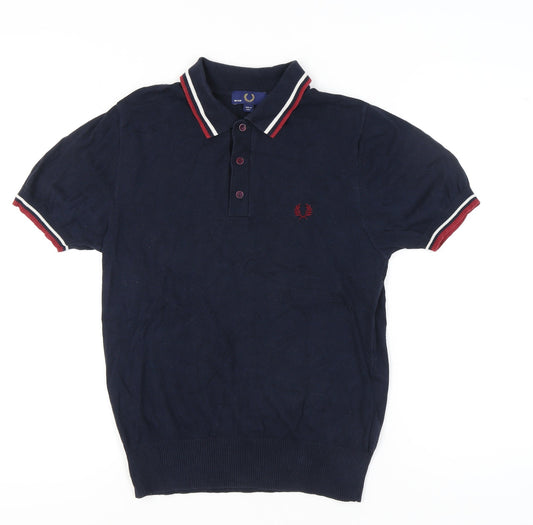 Fred Perry Men's Blue Polo Shirt L 101cm Made in Italy Cotton