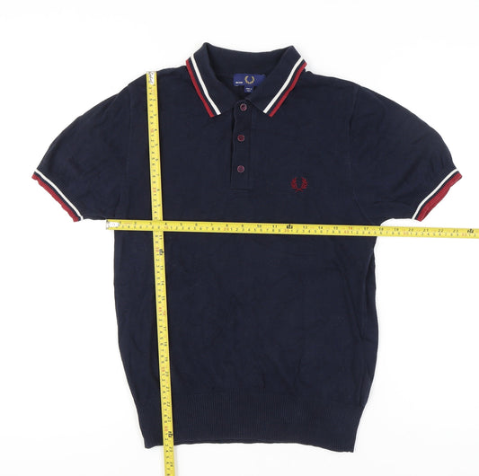 Fred Perry Men's Blue Polo Shirt L 101cm Made in Italy Cotton