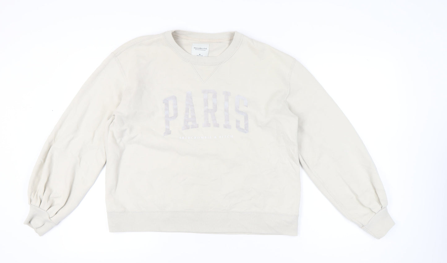Abercrombie & Fitch Women Beige Paris Sweatshirt Size M Pullover