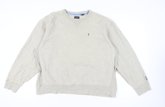 IZOD Men’s Beige Pullover Sweatshirt 2XL Logo Crew Neck Long Sleeve