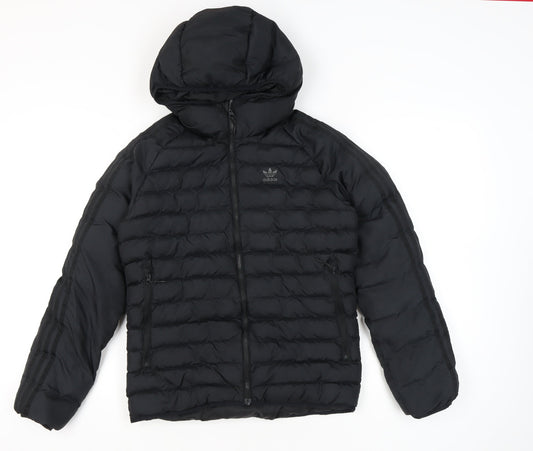 Adidas Womens Black XS Puffer Jacket Hooded Quilted Coat