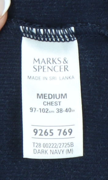 Marks and Spencer Blue Harbour Men's Dark Navy Sweatshirt M Regular Fit Crew Neck