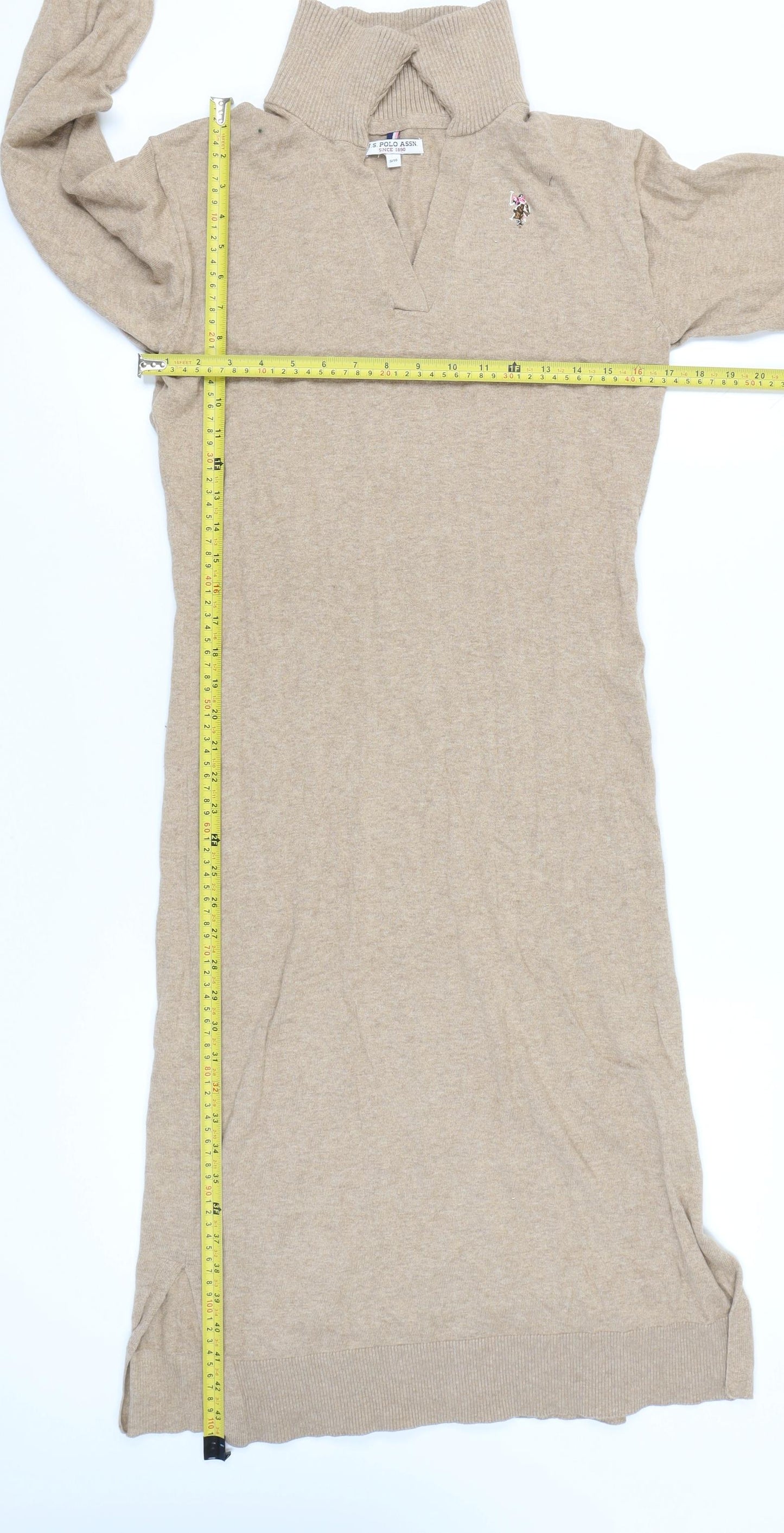 U.S. Polo Assn. Women’s Beige Jumper Dress Size 10 Cotton Cashmere