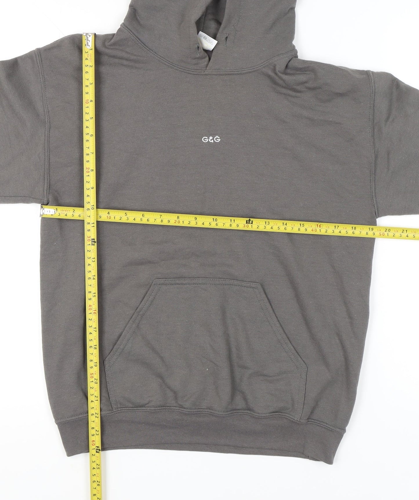 G&G Men's Grey Pullover Hoodie Small Regular Fit with Logo