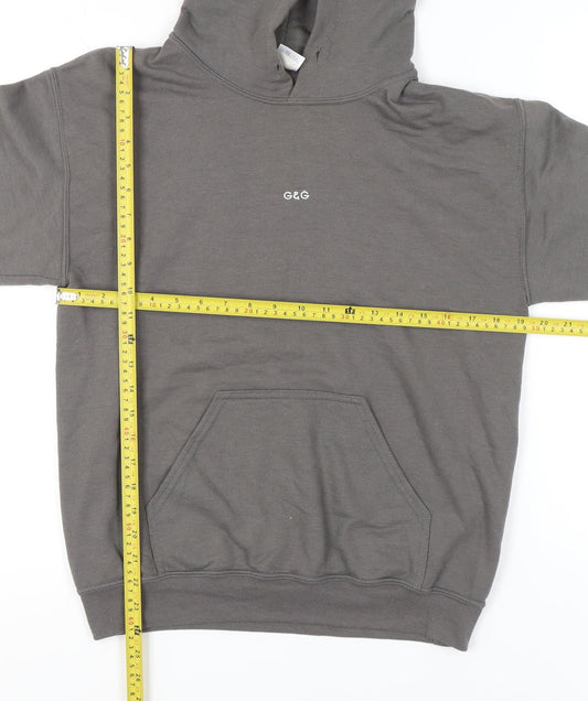 G&G Men's Grey Pullover Hoodie Small Regular Fit with Logo