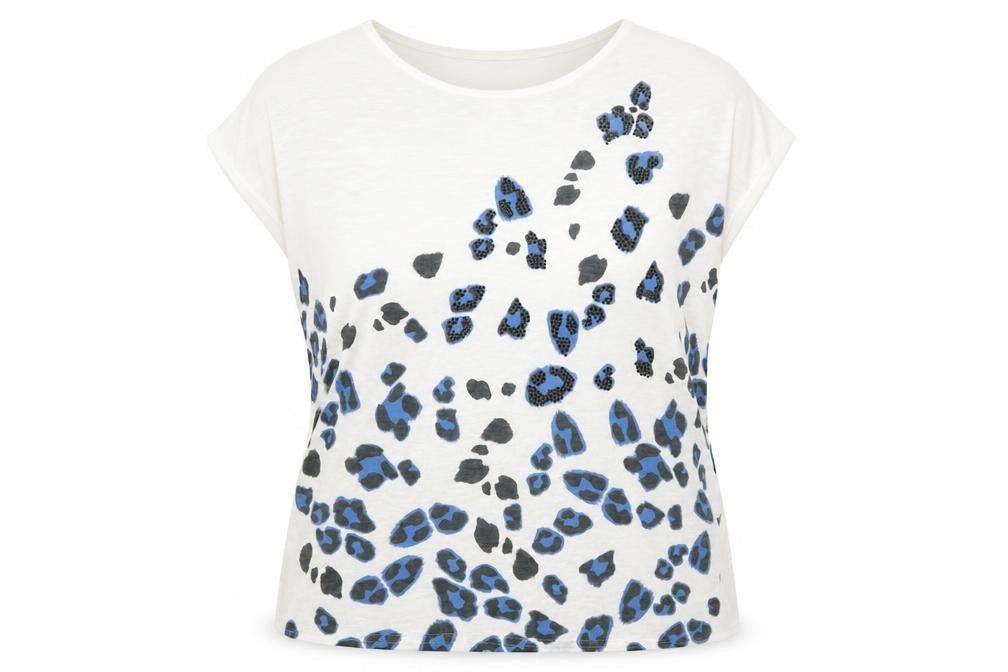 Roman Women’s White Leopard Print T-Shirt Size 16 Casual Spring